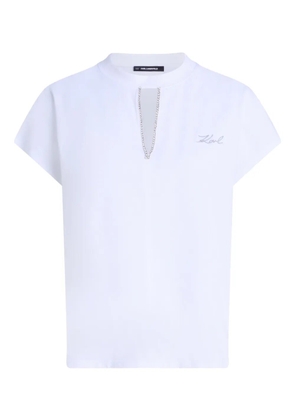 Karl Lagerfeld embellished keyhole-neck T-shirt - White