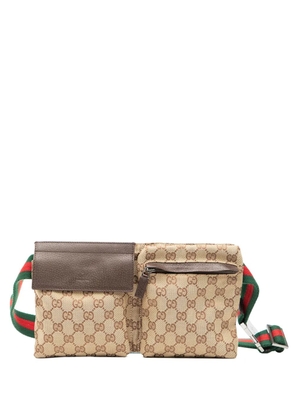 Gucci Pre-Owned 2000-2015 GG Canvas Web Double Pocket belt bag - Brown