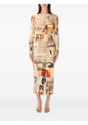 Jean Paul Gaultier rib journal midi dress - Neutrals