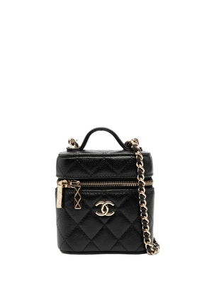 CHANEL Pre-Owned 2021 Mini Caviar Handle with Care Vanity Case satchel - Black