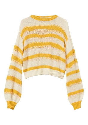 TWINSET striped balloon-sleeve sweater - White
