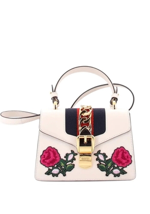 Gucci Pre-Owned Sylvie Top Handle Bag Embroidered Leather Mini satchel - Neutrals