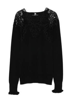 Ermanno Scervino lace-trimmed merino wool T-shirt - Black
