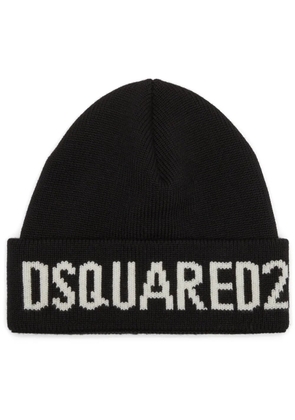 DSQUARED2 intarsia-logo wool beanie - Black