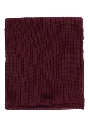 PINKO ribbed logo-patch scarf - Red