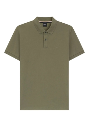 BOSS logo-embroidered cotton polo shirt - Green