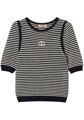 TWINSET embroidered striped T-shirt - White