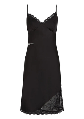 Karl Lagerfeld Jeans lace-panels satin dress - Black