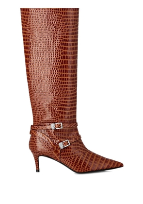 Philipp Plein 55mm crocodile-embossed boots - Brown