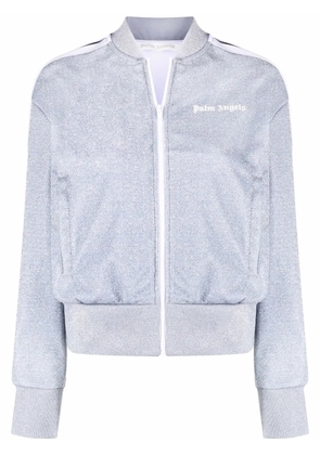 Palm Angels logo-print glitter zip-up jacket - Grey