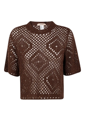 TWINSET open-knit short-sleeve top - Brown