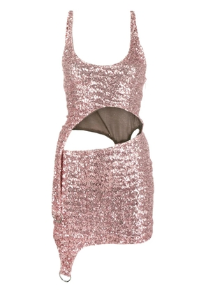 AMBUSH cut-out asymmetric sequin minidress - Pink