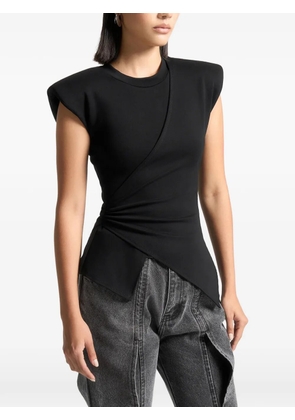 Manière De Voir wide-shoulder ruched-waist top - Black