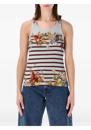 Jean Paul Gaultier ribbed floral tank top - Blue