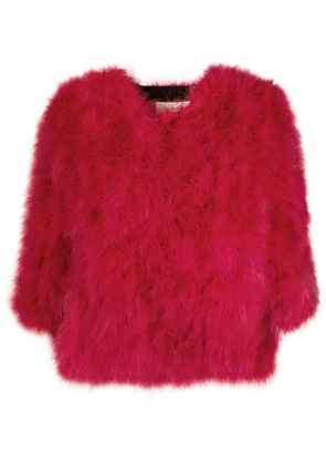 Yves Salomon single-breasted feather jacket - Pink