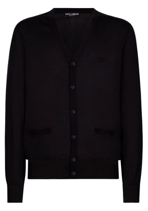Dolce & Gabbana logo-embroidered silk cardigan - Blue