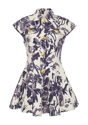 Cara Cara Ryce button-up floral mini dress - White