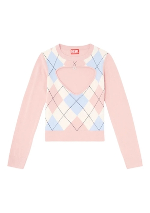 Diesel Romko cut-out argyle-pattern sweater - Pink