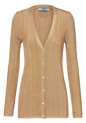 Prada V-neck lamé cardigan - Gold