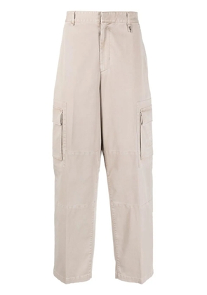 FENDI logo-patch wide-leg trousers - Neutrals