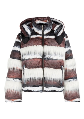 Roberto Cavalli striped fur-trimmed jacket - Brown