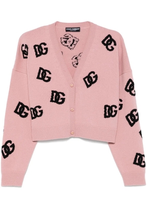 Dolce & Gabbana DNA jacquard-logo cropped cardigan - Pink