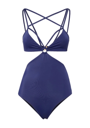 DSQUARED2 logo-print cut out-detail bodysuit - Blue