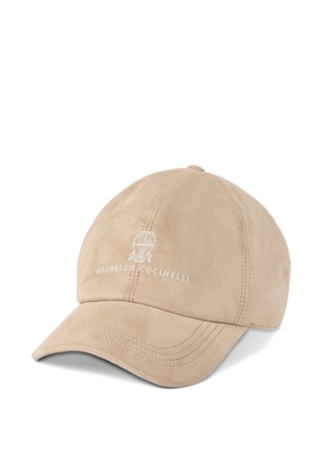 Brunello Cucinelli embroidered suede baseball cap - Neutrals