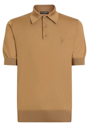 Dolce & Gabbana logo-embroidered polo shirt - Neutrals