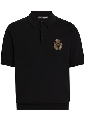 Dolce & Gabbana logo-embroidered polo shirt - Blue