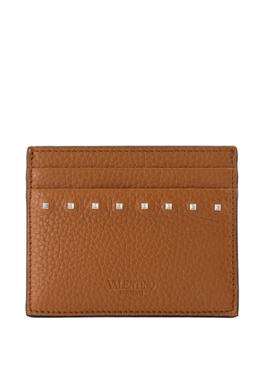 Valentino Garavani Rockstud leather card holder - Brown