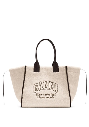 GANNI logo tote bag - Neutrals