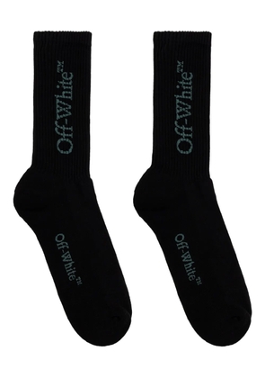 Off-White logo-embroidered ribbed socks - Black