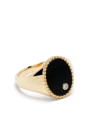 Yvonne Léon 9kt yellow gold onyx diamond signet ring