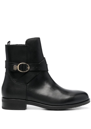 Tommy Hilfiger buckle-detail leather ankle boots - Black