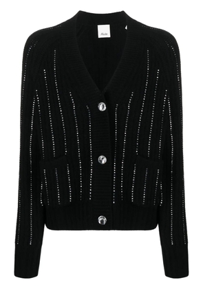 Allude rhinestone-stripes wool-blend cardigan - Black