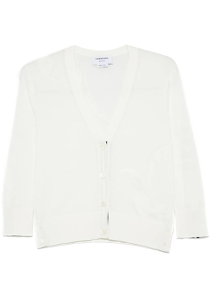 Thom Browne feather-intarsia cotton cardigan - White