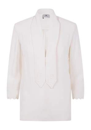 Elisabetta Franchi scallop-edge embroidered blouse - White