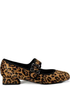 Gold & Rouge 25mm Doll buckle leopard print ballet flats - Brown