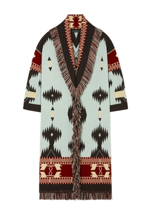 Alanui Icon jacquard fringed cardi-coat - Blue