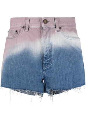 Saint Laurent ombré-effect denim shorts - Blue