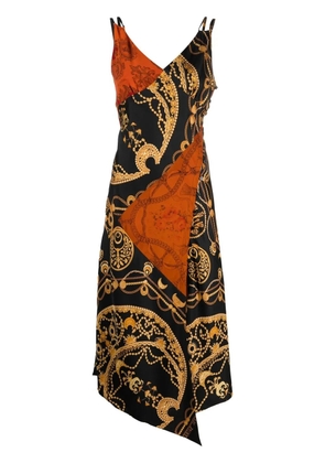 Marine Serre graphic-print silk slip dress - Black