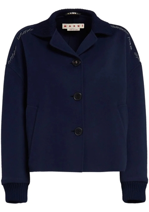 Marni decorative-stitching wool-blend shirt jacket - Blue