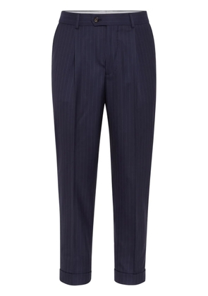 Brunello Cucinelli tapered-leg wool trousers - Blue