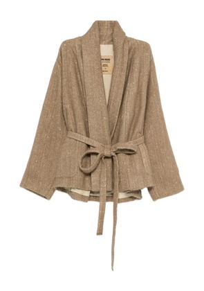 Uma Wang herringbone-pattern belted jacket - Neutrals