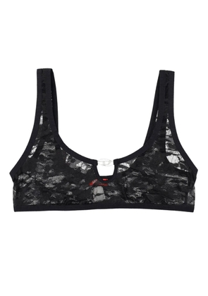 Diesel logo-plaque lace bralette - Black