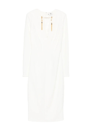 Elisabetta Franchi tassel-embellished v-neck dress - White