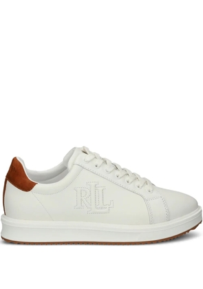 Lauren Ralph Lauren logo-embroidered leather sneakers - White