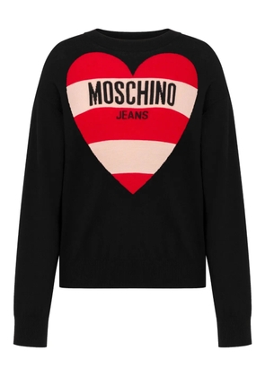 MOSCHINO JEANS intarsia-logo sweater - Black