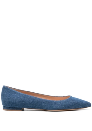 Gianvito Rossi pointed-toe denim ballerina shoes - Blue
